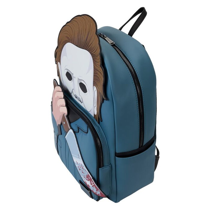 LOUNGEFLY Sac à dos Michael Myers Halloween 45 cm en cuir vegan, bretelles réglables, multiples poches et détails phosphorescents