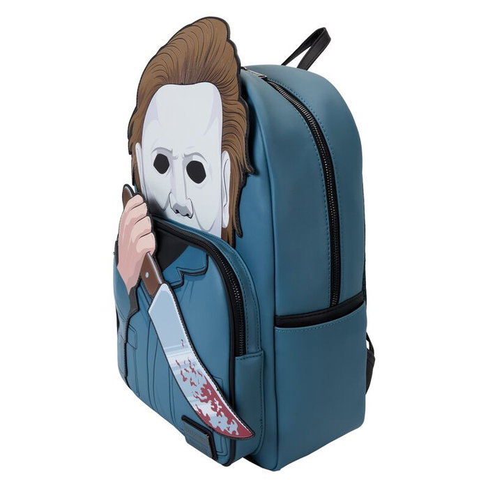 LOUNGEFLY Sac à dos Michael Myers Halloween 45 cm en cuir vegan, bretelles réglables, multiples poches et détails phosphorescents