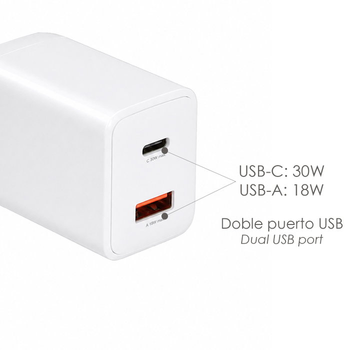 MAURER Adaptateur de charge rapide double port USB-A et USB-C 33W