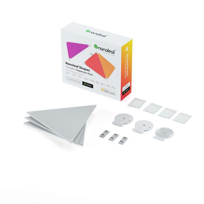 Nanoleaf Shapes Expansion Pack de 3 Panneaux LED Triangulaires Intelligents et Modulaires - Synchronisation Musique, Ambiance Lumineuse
