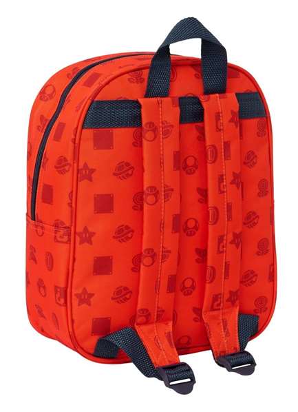 SAFTA Sac à dos Super Mario Bros 27 cm pour école maternelle, compartiment principal à zip, poignée de transport, 22x10x27 cm