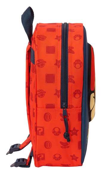 SAFTA Sac à dos Super Mario Bros 27 cm pour école maternelle, compartiment principal à zip, poignée de transport, 22x10x27 cm