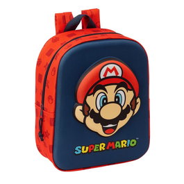 SAFTA Sac à dos Super Mario Bros 27 cm pour école maternelle, compartiment principal à zip, poignée de transport, 22x10x27 cm