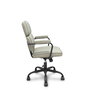 Chaise Opti518 Mécanisme d'inclinaison Cuir écologique Beige Piètement en métal noir Accoudoirs fixes Sans appui-tête Roulettes en nylon 50 mm