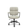 Chaise Opti518 Mécanisme d'inclinaison Cuir écologique Beige Piètement en métal noir Accoudoirs fixes Sans appui-tête Roulettes en nylon 50 mm