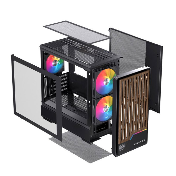 Einarex PM400 Boîtier PC Gaming micro-ATX Semitorre avec Ventilateurs RGB Noir et Panneau en Verre Trempé Einarex PM400 Boîtier PC Gaming micro-ATX Semitorre avec Ventilateurs RGB Noir et Panneau en Verre Trempé