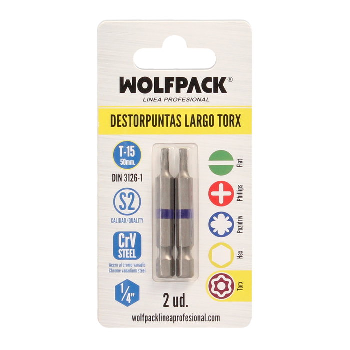 WOLFPACK LINEA PROFESIONAL Embout pour vis long Torx T-15