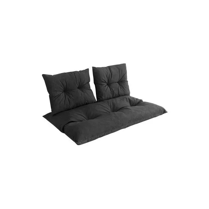 Jardin Prive Kit palette classic ardoise - Matelas 120x80 cm + 2 coussins dossier polyester coton, traité déperlant, pour canapé palette