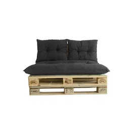 Jardin Prive Kit palette classic ardoise - Matelas 120x80 cm + 2 coussins dossier polyester coton, traité déperlant, pour canapé palette