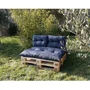 Jardin Prive Kit palette classic ardoise - Matelas 120x80 cm + 2 coussins dossier polyester coton, traité déperlant, pour canapé palette