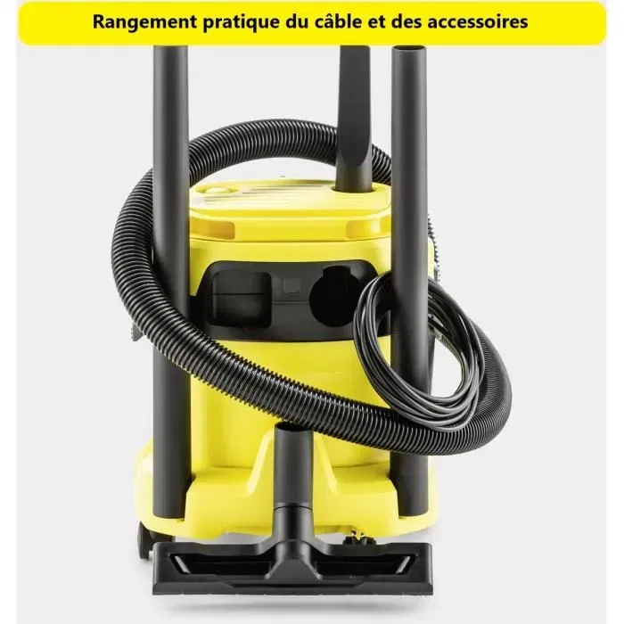 Kärcher Aspirateur eau et poussières WD2 Plus V-15/4/18/C 15L 1000W avec fonction soufflerie, flexible 1.8m, pour garage, cave, véhicule, terrasse
