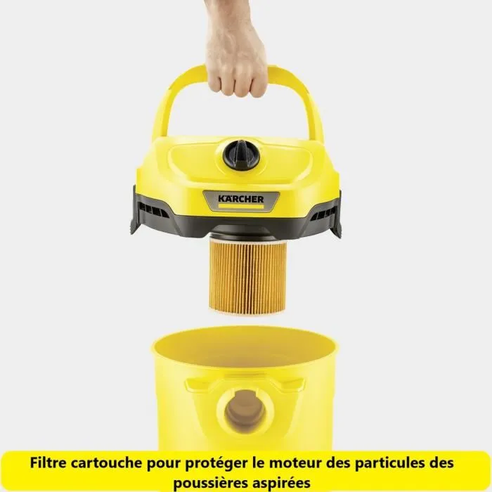 Kärcher Aspirateur eau et poussières WD2 Plus V-15/4/18/C 15L 1000W avec fonction soufflerie, flexible 1.8m, pour garage, cave, véhicule, terrasse