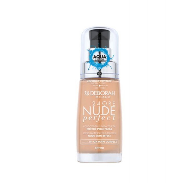 Deborah - Maquillage 24h Perfect Nude Teinte 02 - Fond de teint longue tenue effet nude naturel Deborah - Maquillage 24h Perfect Nude Teinte 02 - Fond de teint longue tenue effet nude naturel