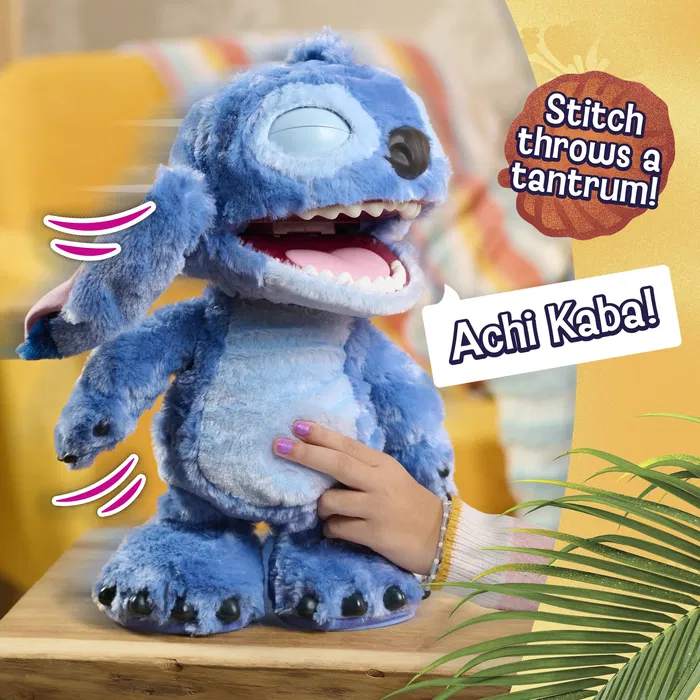 Disney Ultimate Stitch - Peluche interactive Stitch 43 cm avec plus de 100 sons et réactions en Tantalog, toucher nez/langue/ventre, danse, chante, pour enfants 5 ans et plus