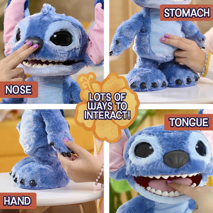 Disney Ultimate Stitch - Peluche interactive Stitch 43 cm avec plus de 100 sons et réactions en Tantalog, toucher nez/langue/ventre, danse, chante, pour enfants 5 ans et plus
