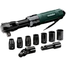 Metabo DRS 68 Set 1/2'' Tournevis à cliquet à air comprimé avec coffret, douilles 9-19 mm, raccords et accessoires