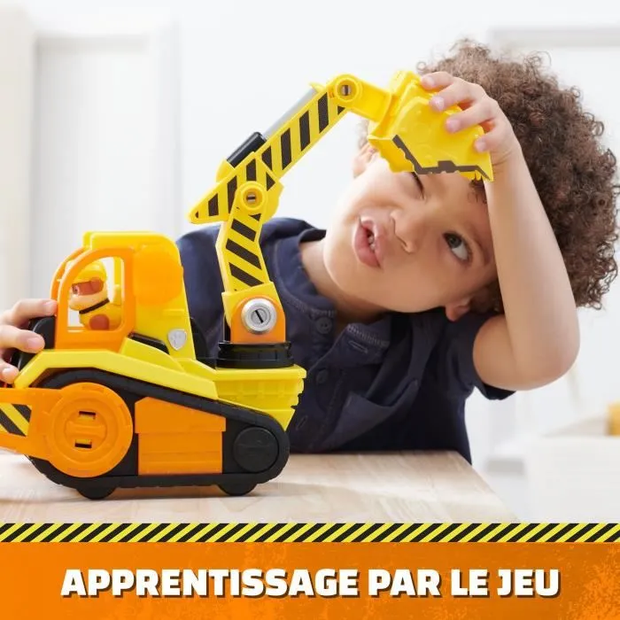 Spin Master Véhicule Deluxe Ruben & Compagnie - Véhicule de Construction avec Effets Sonores et Lumineux, Pelle et Grue, Figurine Ruben