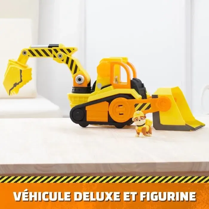 Spin Master Véhicule Deluxe Ruben & Compagnie - Véhicule de Construction avec Effets Sonores et Lumineux, Pelle et Grue, Figurine Ruben