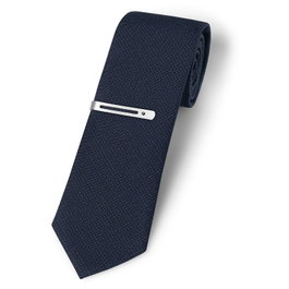 Swarovski Cravate en Laine Bleue Motif Pied-de-Poule avec Clip