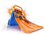 Hot Wheels Coffre de transport et lanceur 2 en 1 avec 4 pistes et capacité pour 20 voitures - Version espagnole