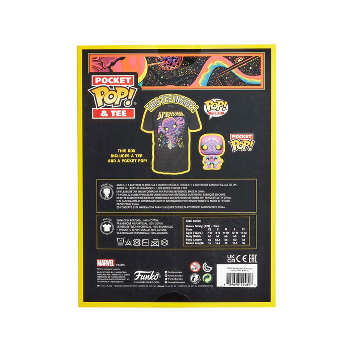 Funko Pop & Tee Marvel Spiderman Noir avec T-shirt Taille L