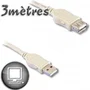 Lineaire - Câble Rallonge USB 2.0 - Connecteur A mâle vers A femelle - Longueur 3 mètres - pour Prolonger les Connexions USB