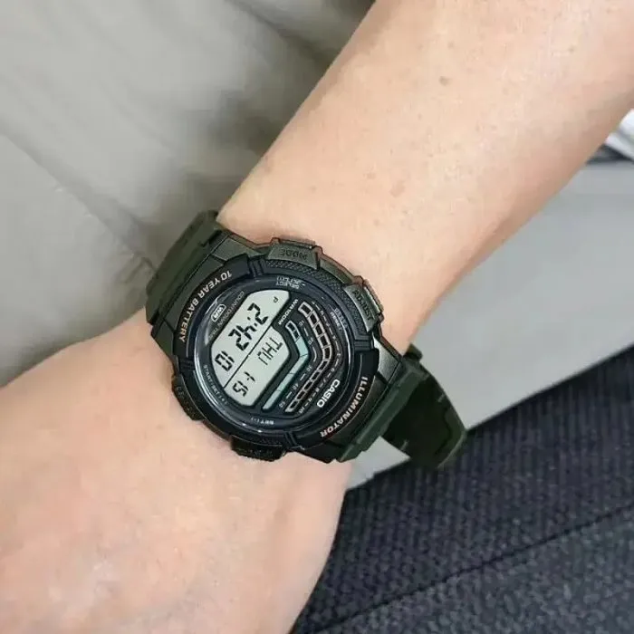 Casio WS-1800 Montre digitale mixte verte à quartz avec timer et heure universelle, résistante pour le sport et le voyage