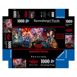 RAVENSBURGER Puzzle Panorama Stranger Things 1000 Pièces - Dimensions Assemblé : 98 x 38 cm