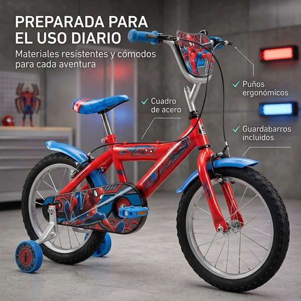 Huffy Bicicleta Spiderman Vélo pour Enfant 16" - De 5 à 8 Ans