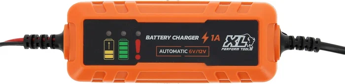 Xl Perform Tools XLPT - Chargeur de batterie 12V/6V, 1A 20W intelligent, câble 3m détachable avec pinces crocodile et cosses à œillet - Protection IP65