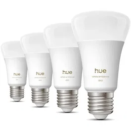 Philips Hue Pack de 4 ampoules LED connectées A60 blanc chaud E27