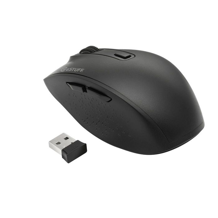 eSTUFF Souris sans fil G305 double mode (2.4GHz/Bluetooth) avec boutons latéraux, DPI réglable 1000-1800 et design ergonomique pour main droite