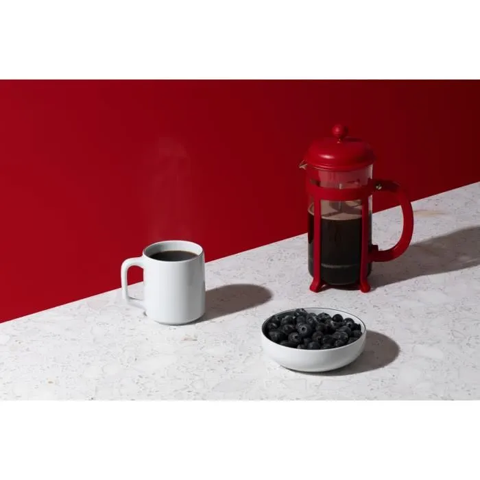 Bodum Cafetière à piston Java 3 tasses 0.35 l rouge - Monture et couvercle en plastique, carafe en verre borosilicate