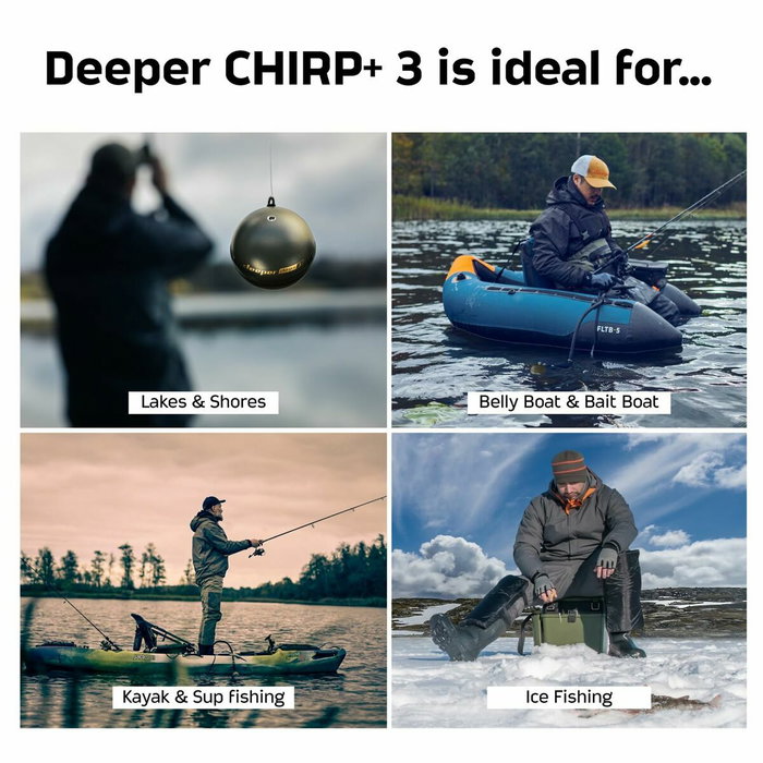 Deeper CHIRP+ 3 Sondeur sans fil avec GPS et cartographie 3D Deeper CHIRP+ 3 Sondeur sans fil avec GPS et cartographie 3D