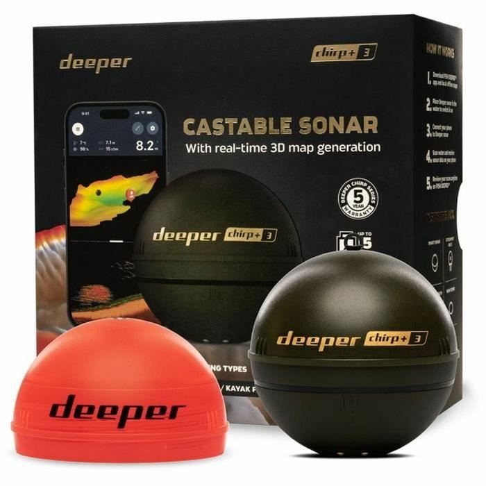 Deeper CHIRP+ 3 Sondeur sans fil avec GPS et cartographie 3D Deeper CHIRP+ 3 Sondeur sans fil avec GPS et cartographie 3D