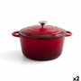 Bidasoa Casserole avec Couvercle Fierro Rouge Ø 24 cm 3,7 L (2 Unités)