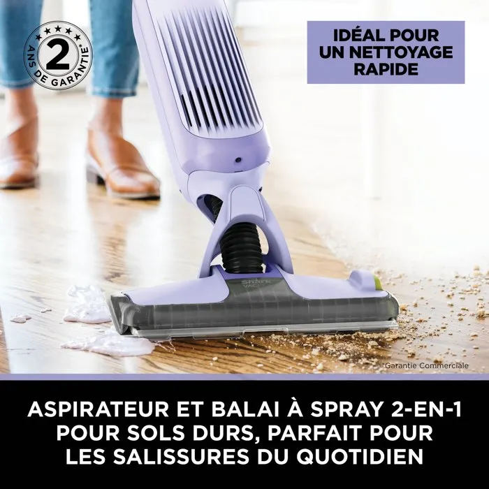Shark VACMOP Nettoyeur balai sans fil 2-en-1 VM200EUPL - Aspiration & lavage - Lavande - 4 tampons jetables