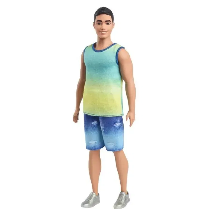 Barbie HYV00 Fashionistas Poupée Ken Débardeur Tie-Dye Dégradé et Short en Jean, 29.8 cm, 3 Ans et Plus Barbie HYV00 Fashionistas Poupée Ken Débardeur Tie-Dye Dégradé et Short en Jean, 29.8 cm, 3 Ans et Plus