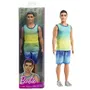 Barbie HYV00 Fashionistas Poupée Ken Débardeur Tie-Dye Dégradé et Short en Jean, 29.8 cm, 3 Ans et Plus