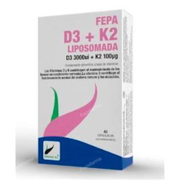 FEPADIET Fepa-Vitamine D3+K2 Liposomé 40 capsules, complément alimentaire os et immunité
