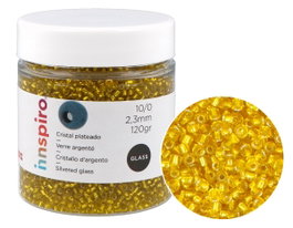Innspiro Rocaille en verre ronde argentée et jaune 2,3mm 120g