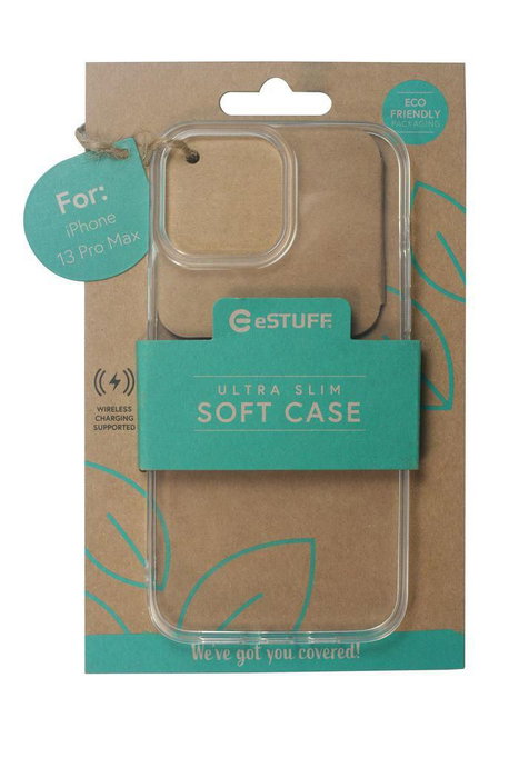 eSTUFF Coque TPU souple transparente pour iPhone 13 Pro Max avec protection totale et compatibilité Qi
