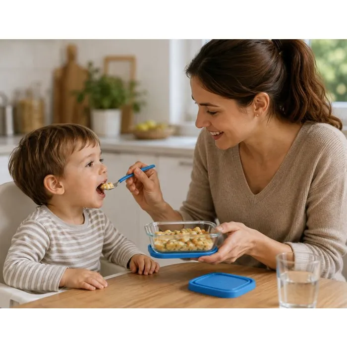 Duralex Service repas bébé Baby Transparent 10 pièces avec couvercle bleu