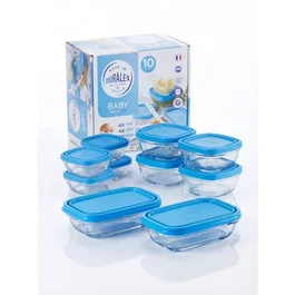Duralex Service repas bébé Baby Transparent 10 pièces avec couvercle bleu