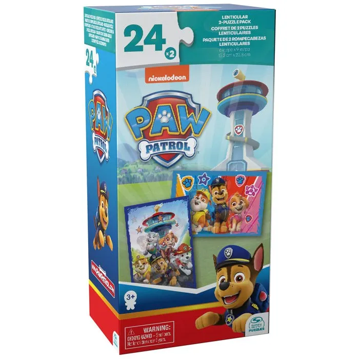 Paw Patrol Coffret de 2 Puzzles Lenticulaires 24 pièces