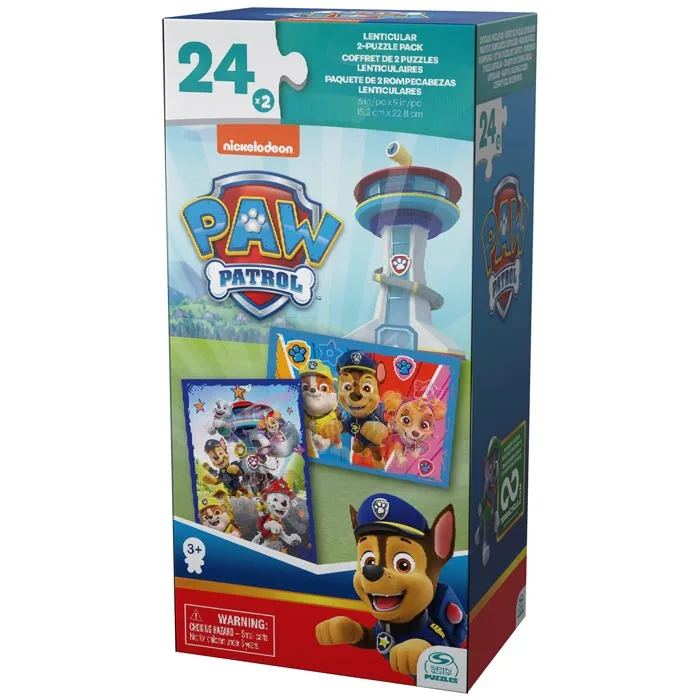 Paw Patrol Coffret de 2 Puzzles Lenticulaires 24 pièces
