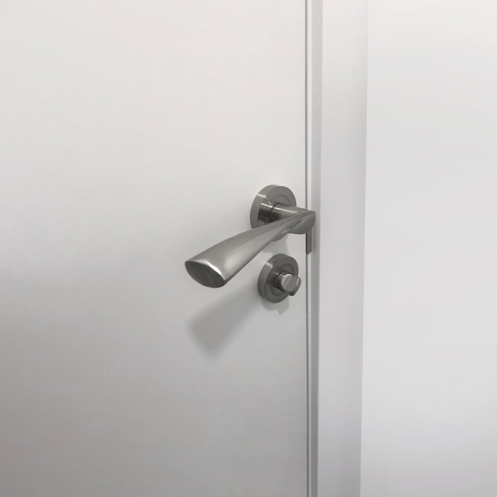 Emuca Lot de 5 condamnations avec rosace ronde pour portes intérieures, diamètre 50mm, Zamak, Nickel satiné