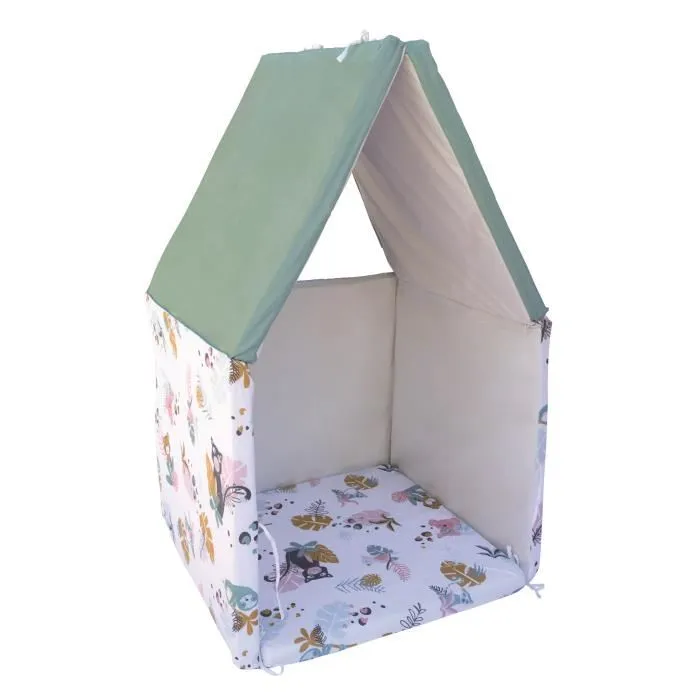 Tineo Maxi Tapis Malin Jungle Buddies - Tapis d'éveil évolutif 5 en 1 déhoussable, transformable en matelas, pouf, tunnel et cabane - 180 x 120 cm