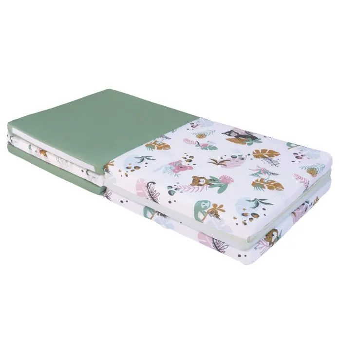 Tineo Maxi Tapis Malin Jungle Buddies - Tapis d'éveil évolutif 5 en 1 déhoussable, transformable en matelas, pouf, tunnel et cabane - 180 x 120 cm