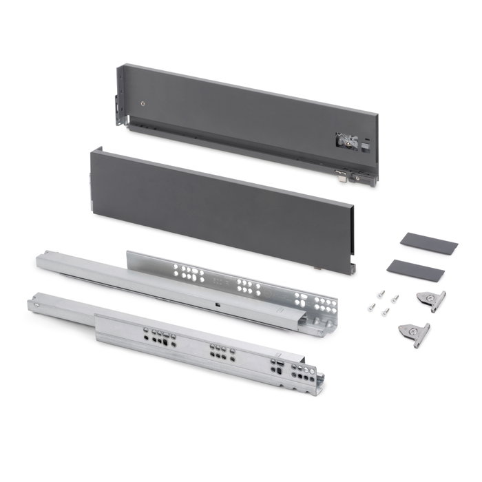 Emuca Kit Tiroir Extérieur Vertex Réglage 3D, Hauteur 131mm, Profondeur 270mm, Gris Anthracite Emuca Kit Tiroir Extérieur Vertex Réglage 3D, Hauteur 131mm, Profondeur 270mm, Gris Anthracite